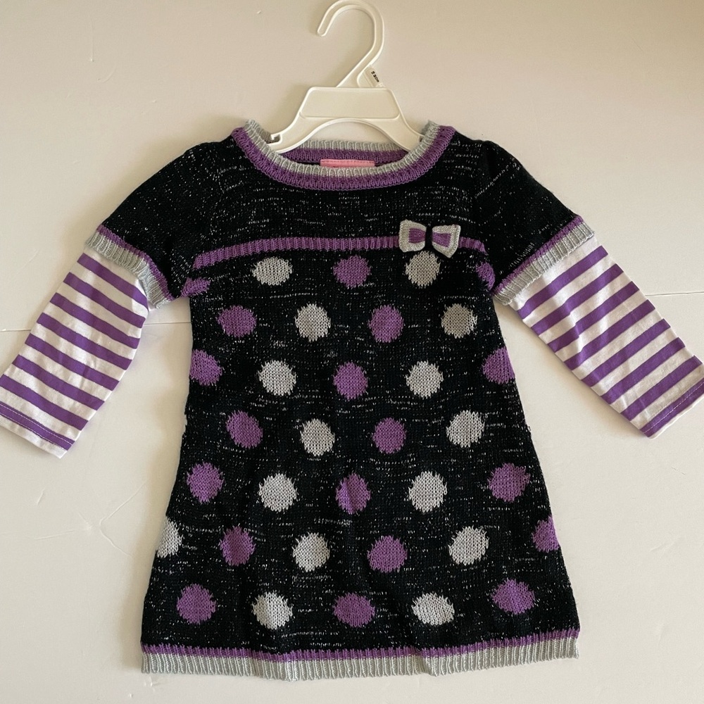 Young Hearts Toddler Baby Girl’s Sweater Dress 18m Multi Colored